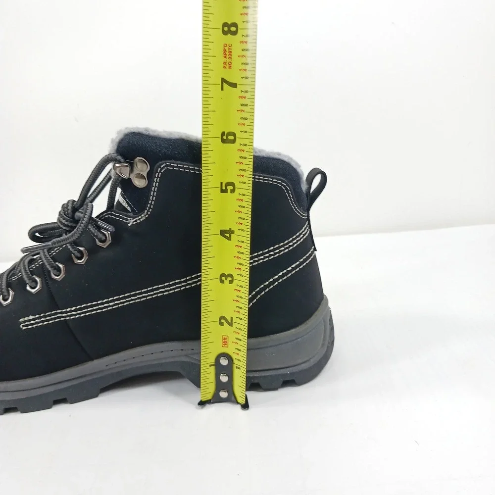 WHITIN Mens Winter Snow Boots Black Nubuck Fur Lined Wide Trekking Work Shoes 41
